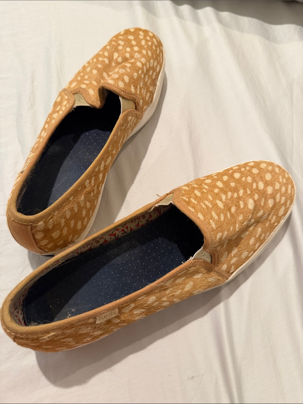 Keds Women's Tan Spotted Slip-On Sneakers